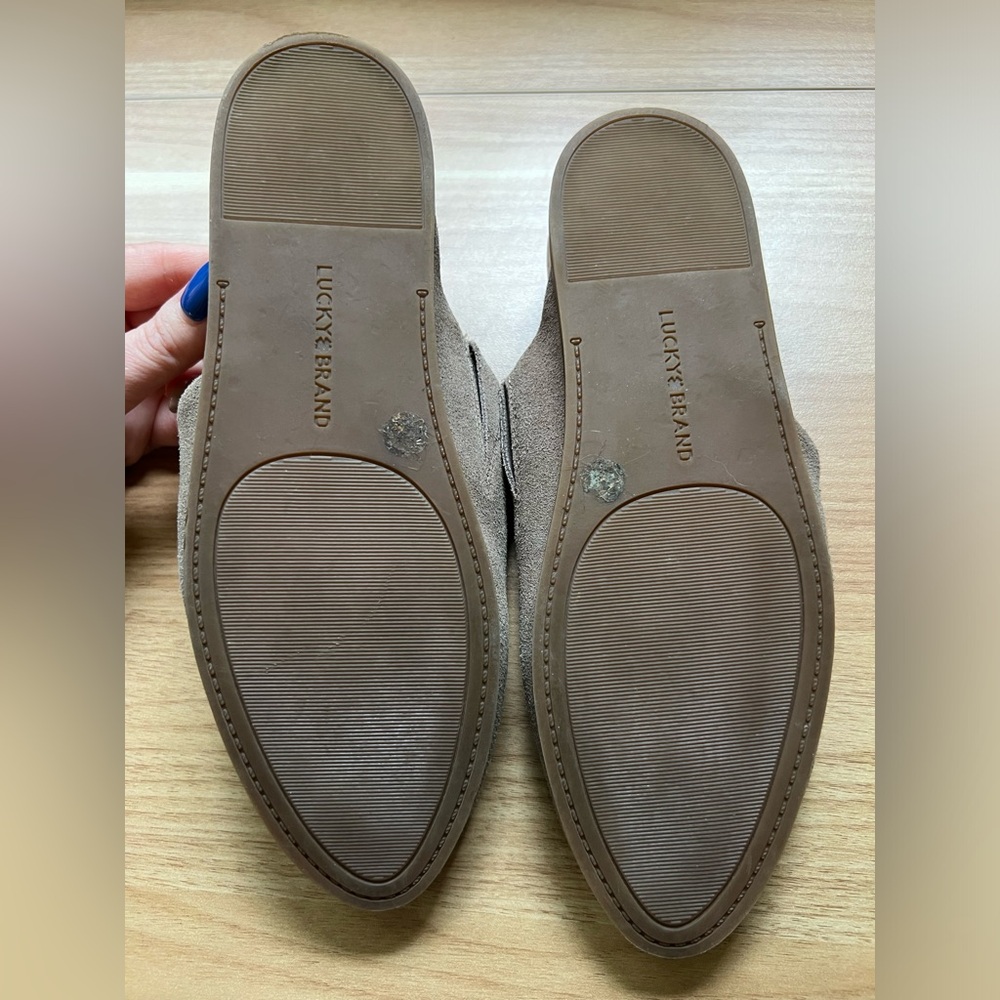 Lucky Brand Taupe Suede Mules - Picture 3 of 9